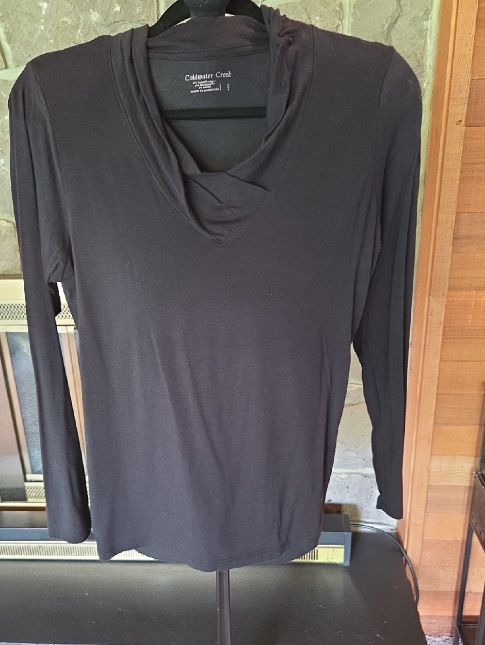 Coldwater Creek Black Long Sleeve Cowl Neck Top